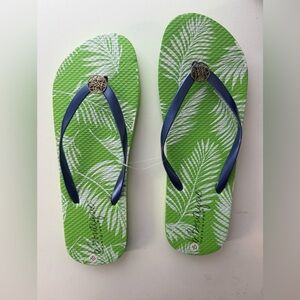 Green and Blue Women's Flip Flops Size 10